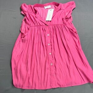 NWT ANNIEWEAR Ruffled‎ Sleeveless Hot Pink Blouse Size M